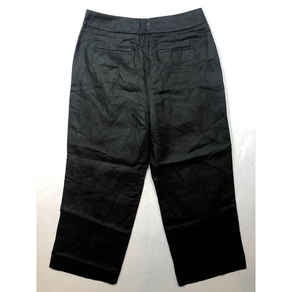 J.Crew High Rise Pleated Pants Linen Blend Wide Leg Black AN010 Women's Size 8